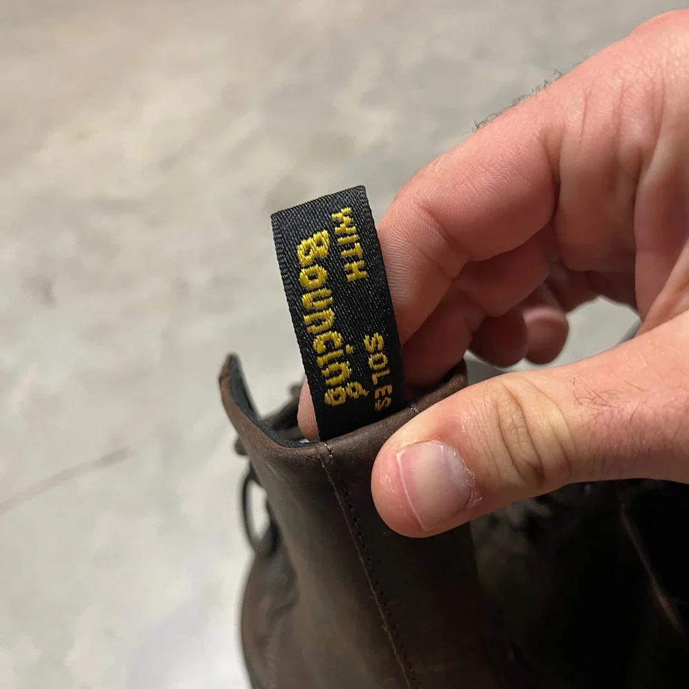 Dr. Martens Combs Crazy Horse Leather Boots Dark Brown Kids US Size $